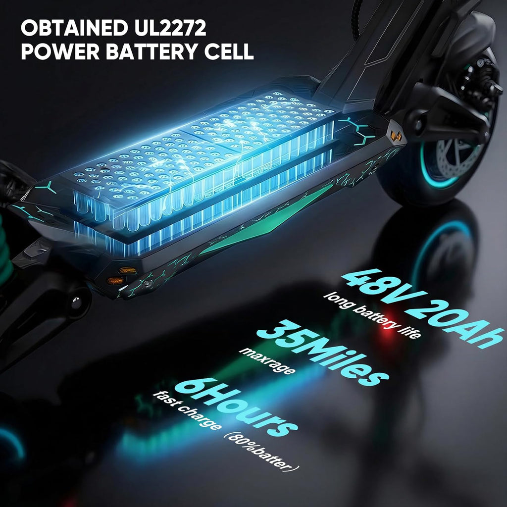Off Road Electric Scooter for Adults, E Scooter with Dual 1000W Motors, Foldable Scooters, 10" Tires, up to 35 MPH Top Speed, 31-35 Miles Range, Dual Brake & Dual Suspension