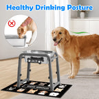 1.2 Gallon Elevated Dog Water Bowls for Large Dogs, 4 Adjustable Heights, Raised Dog Water Stand with Mat