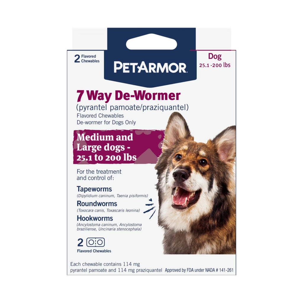 (2 Pack)  for Dogs 7 Way De-Wormer for Medium & Large Dogs