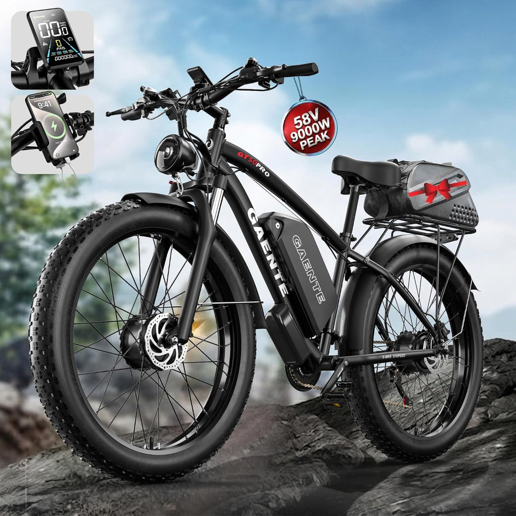Electric Bike for Adults,Peak 9000W Brushless Dual Motor Ebike,58V32Ah Electric Bicycle 24/26" Fat Tire,Max Speed 45Mph E-Bike,Dual Hydraulic Disc Brake Electric Mountain Bike for Men Women