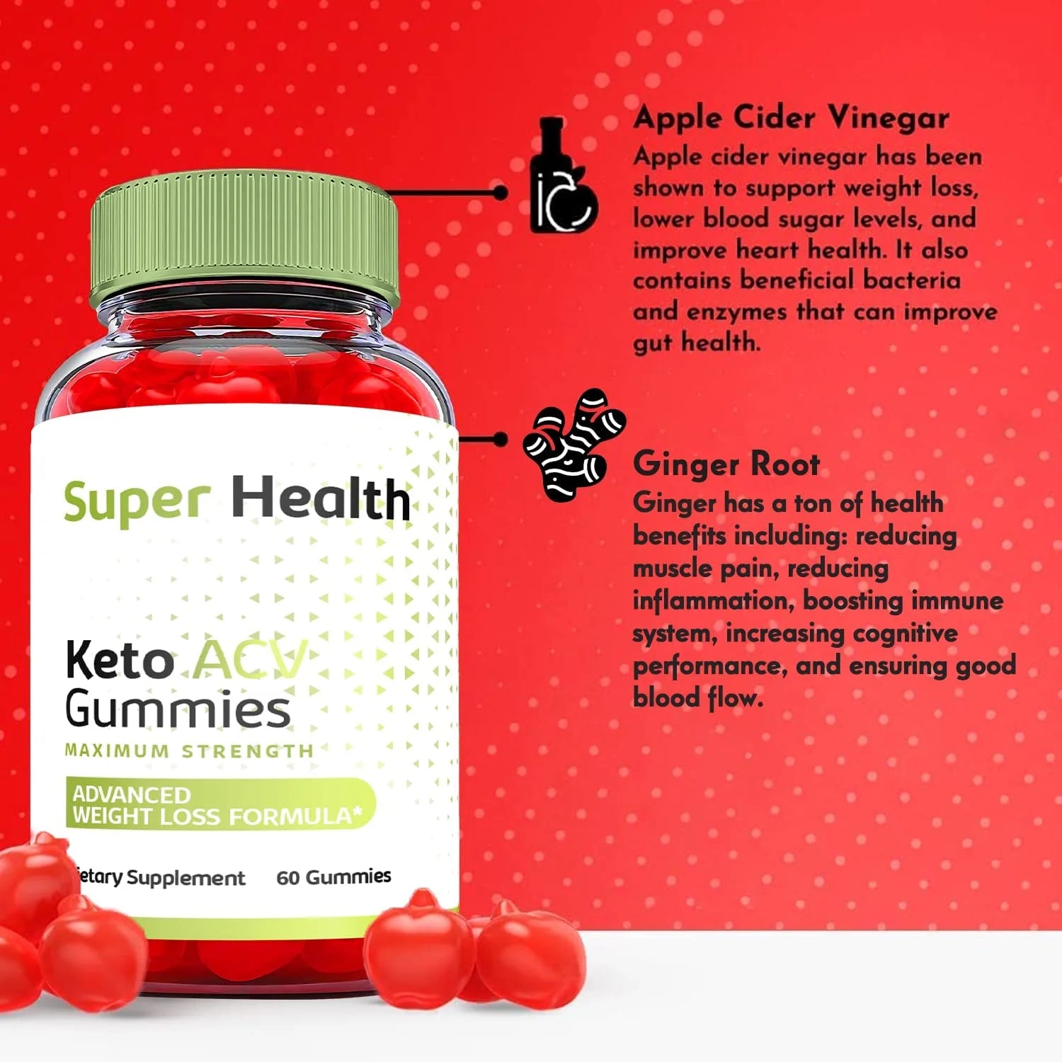 (5 Pack) Super Health Keto ACV Gummies - Supplement for Weight Loss - Energy & Focus Boosting Dietary Supplements for Weight Management & Metabolism - Fat Burn - 300 Gummies