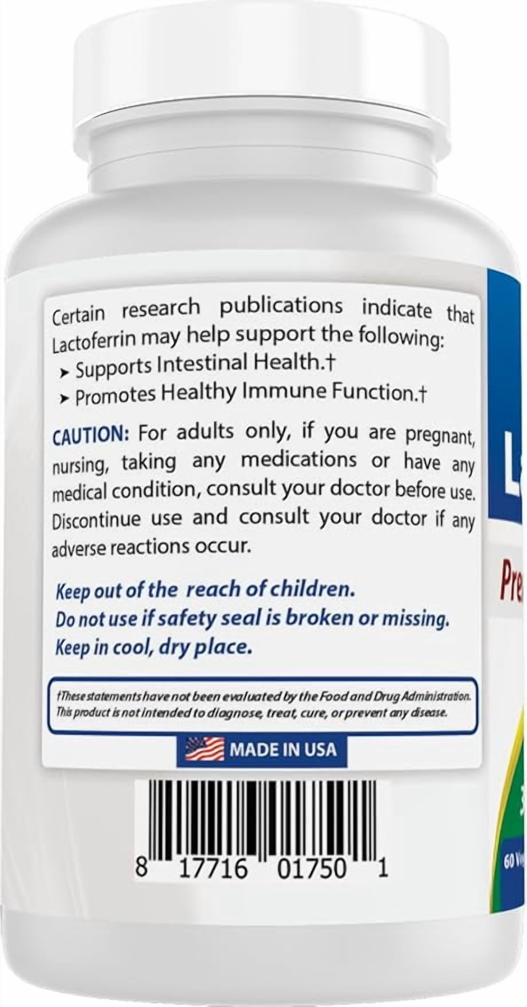 (3 Pack)  Lactoferrin 250 Mg 60 Vegetarian Capsules | Healthy Immune Supplement