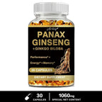 Panax Ginseng + Ginkgo Biloba - Improves Memory and Mental Performance,Immune Support, Maintain Overall Health