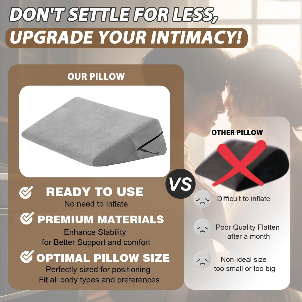 Sex Pillow Men Women Adult Sex Toys & Games Intimate Positioning Pillow in Bed, Seat, Sofa, Chair, Couples Sexual Wellness, Position Cushion Furniture for Bedroom Stuff (Grey, 24X14X7 In)