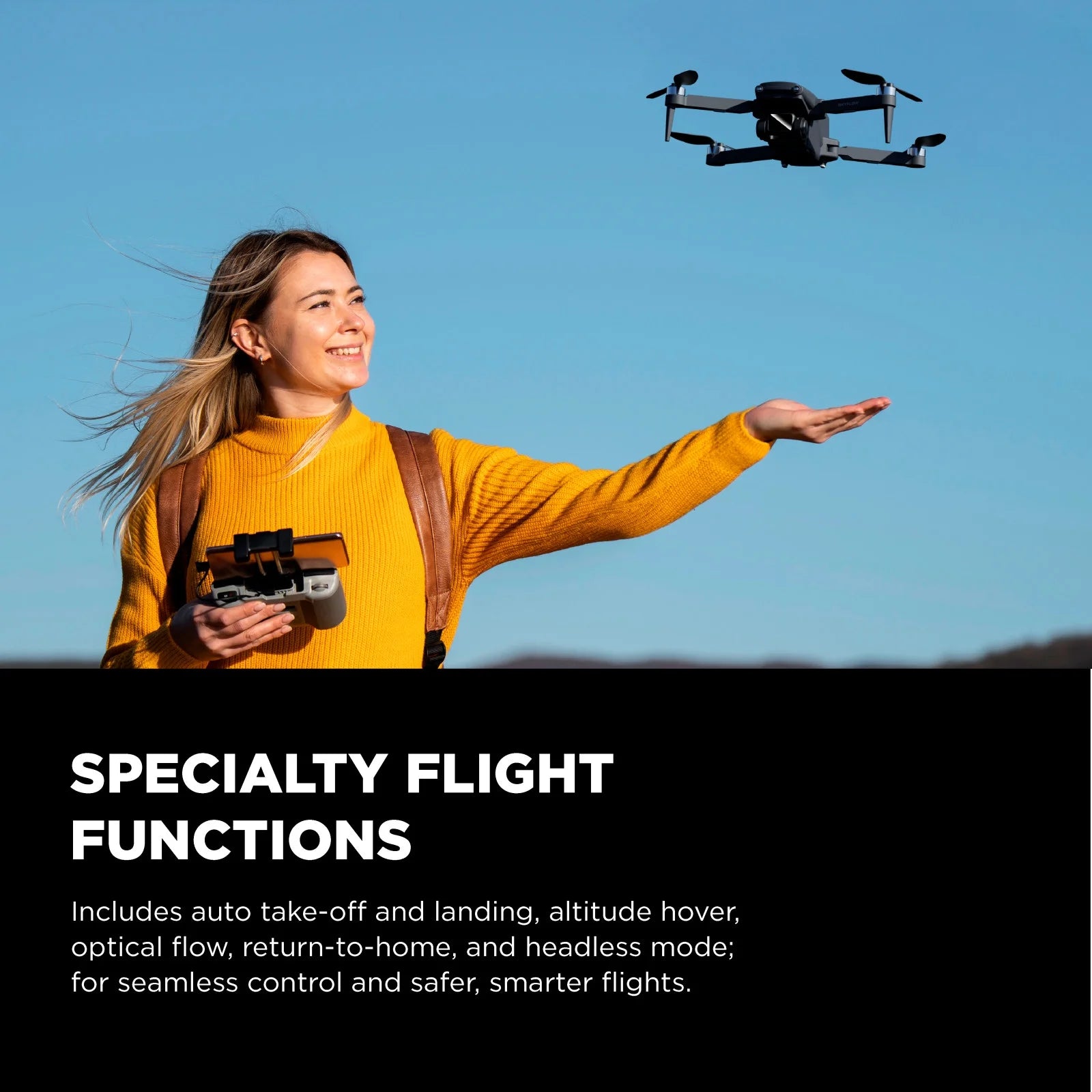 Skyflow GPS Foldable 4K UHD Aerial Drone for Adults with Live Video Feed & 5" Touchscreen Remote