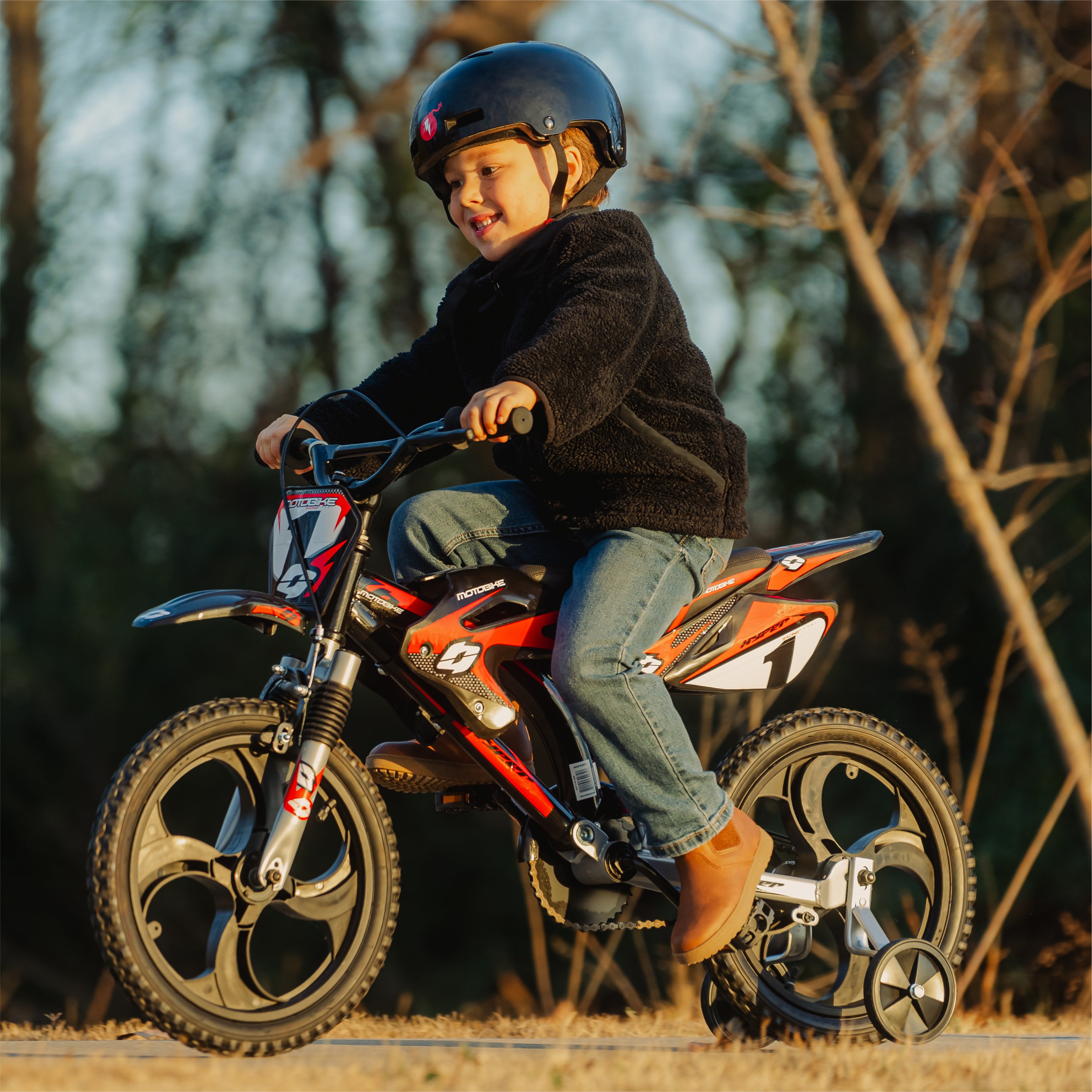 16" Moto Bike, Children Ages 5-7, Black/Red