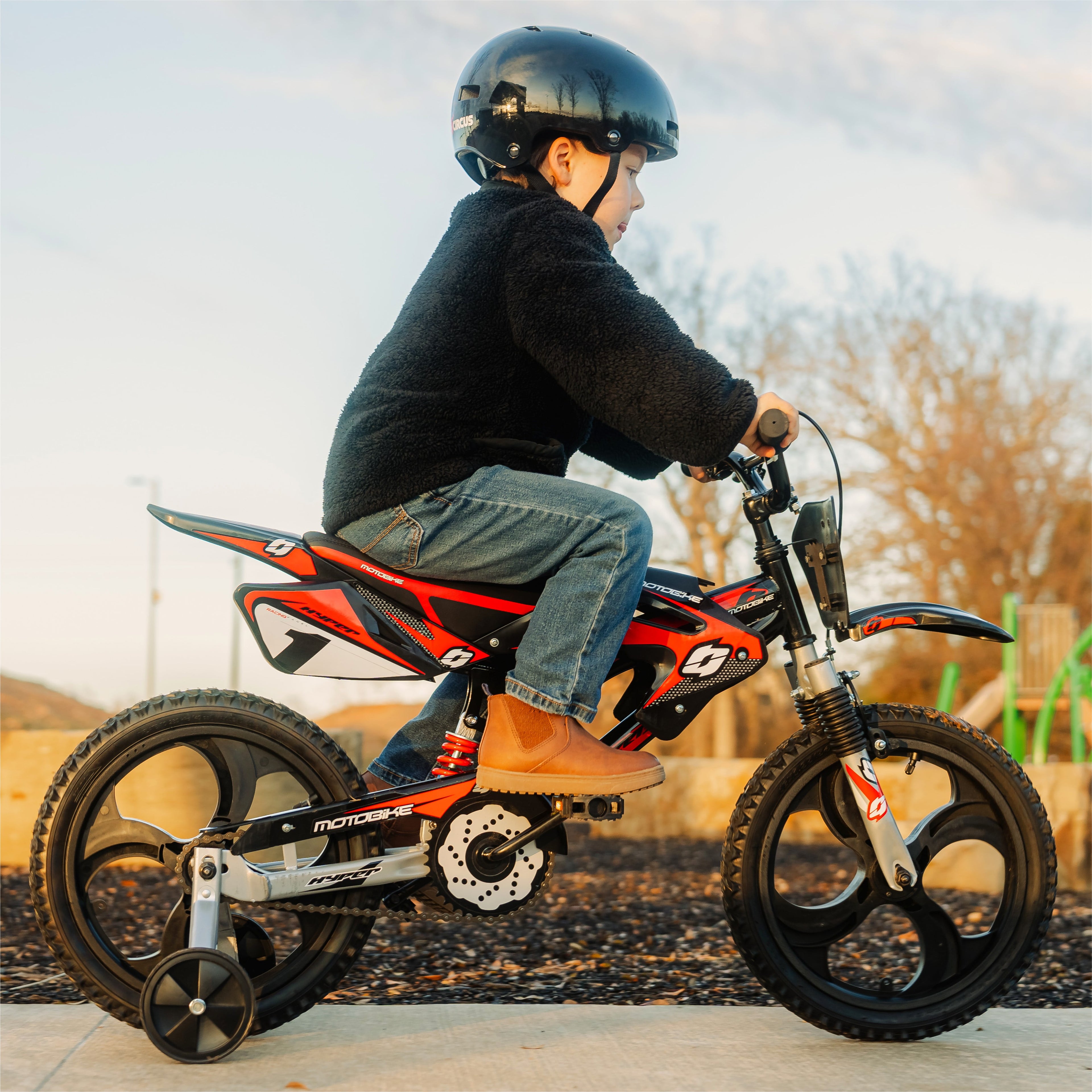 16" Moto Bike, Children Ages 5-7, Black/Red