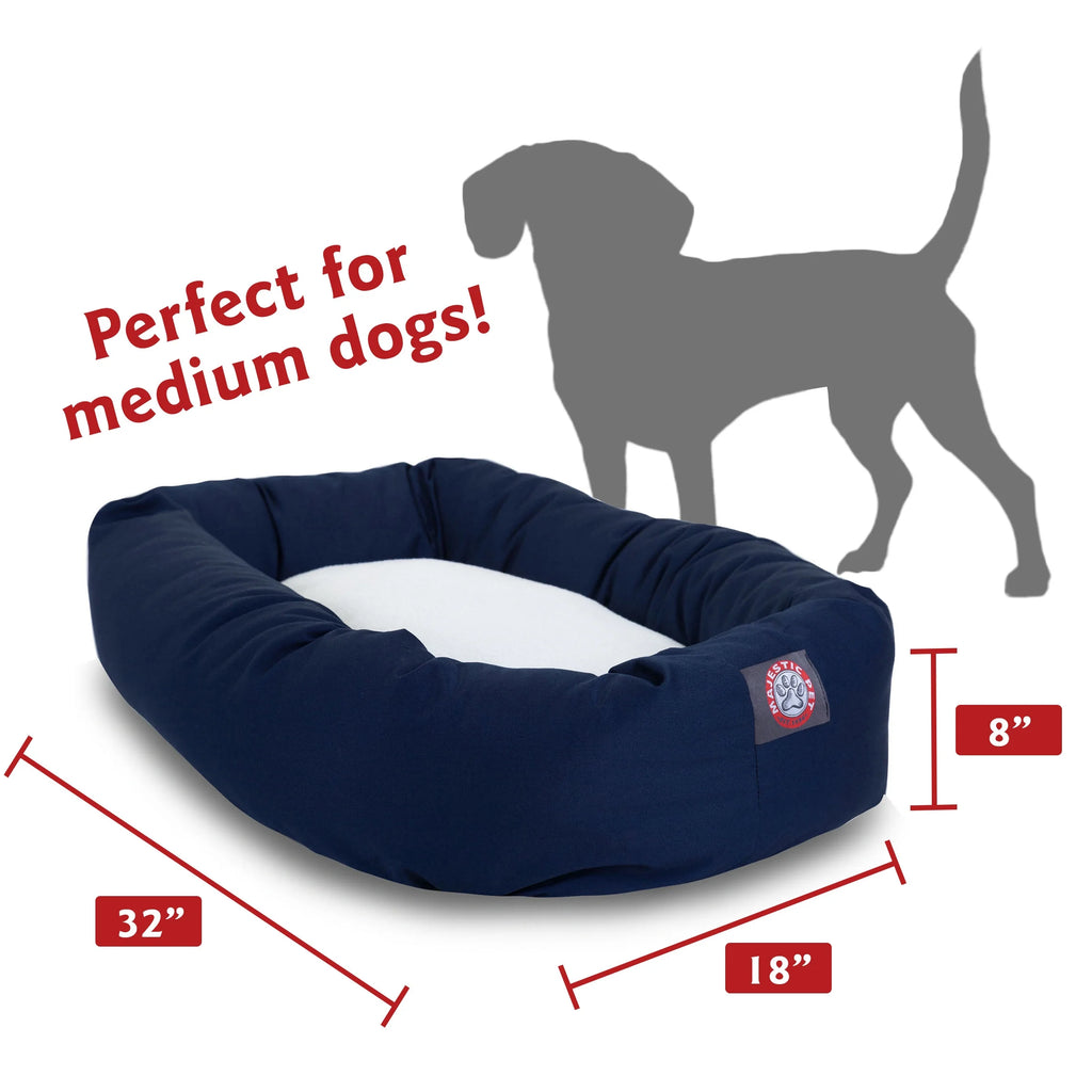 Sherpa Poly/Cotton Bagel Pet Bed for Dogs, Calming Dog Bed Washable, Medium, Blue