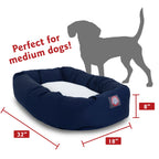 Sherpa Poly/Cotton Bagel Pet Bed for Dogs, Calming Dog Bed Washable, Medium, Blue