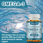 Omega 3 Fish Oil - for Nervous System, Skin and Hair Health, Antioxidants - Easy to Swallow