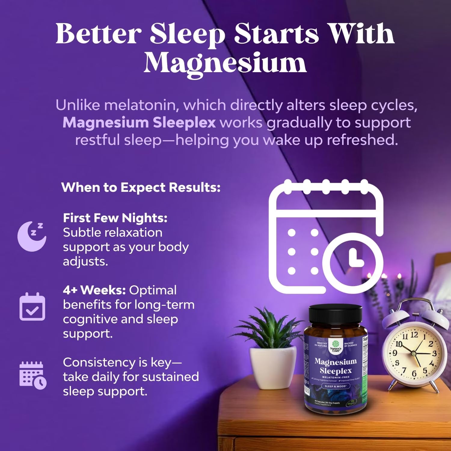 Magnesium Sleeplex Sleep Supplement, Melatonin Free Sleep Aid, 90 Capsules