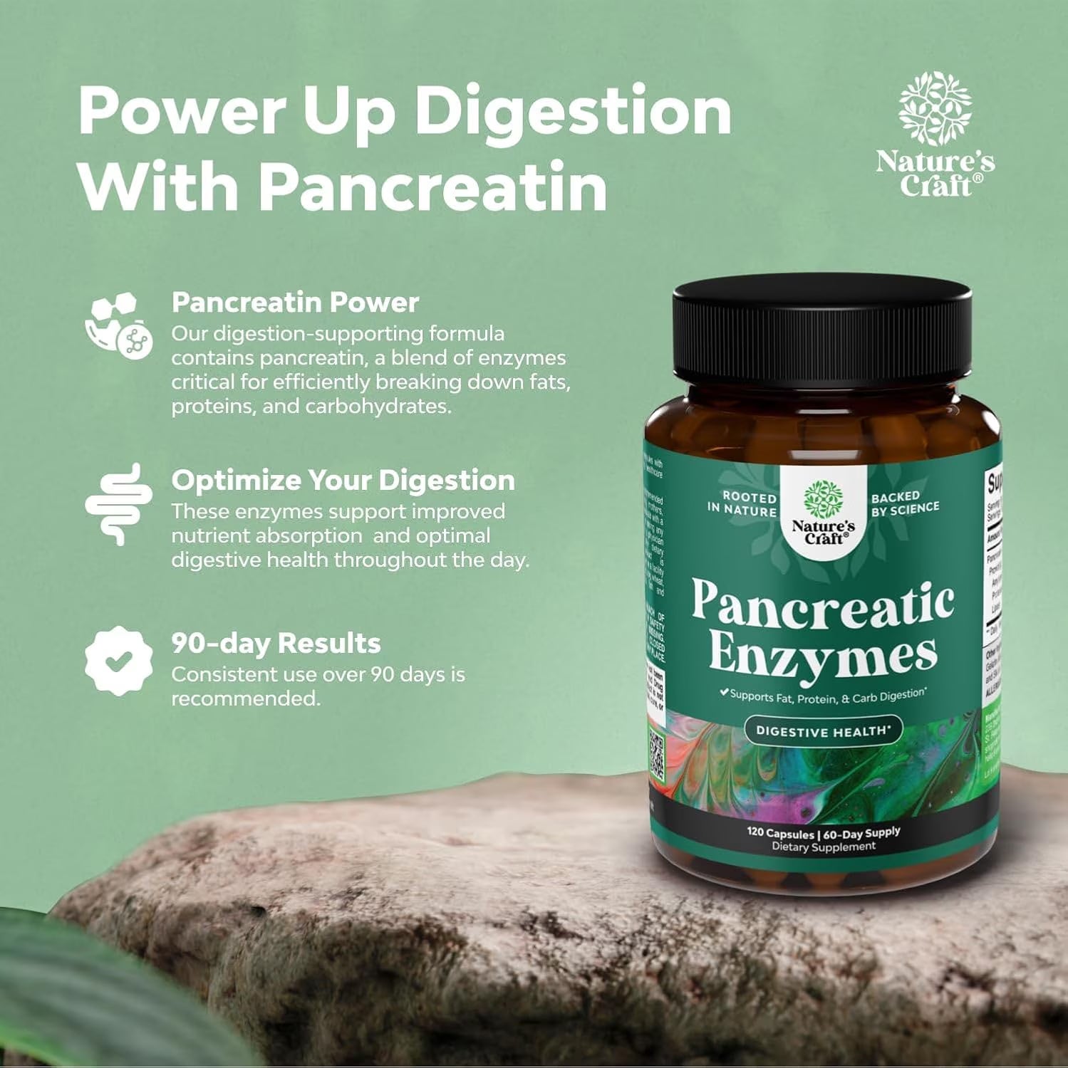 Pancreatin Digestive Enzymes Supplement for Gut and Digestive Health, 120 Capsules