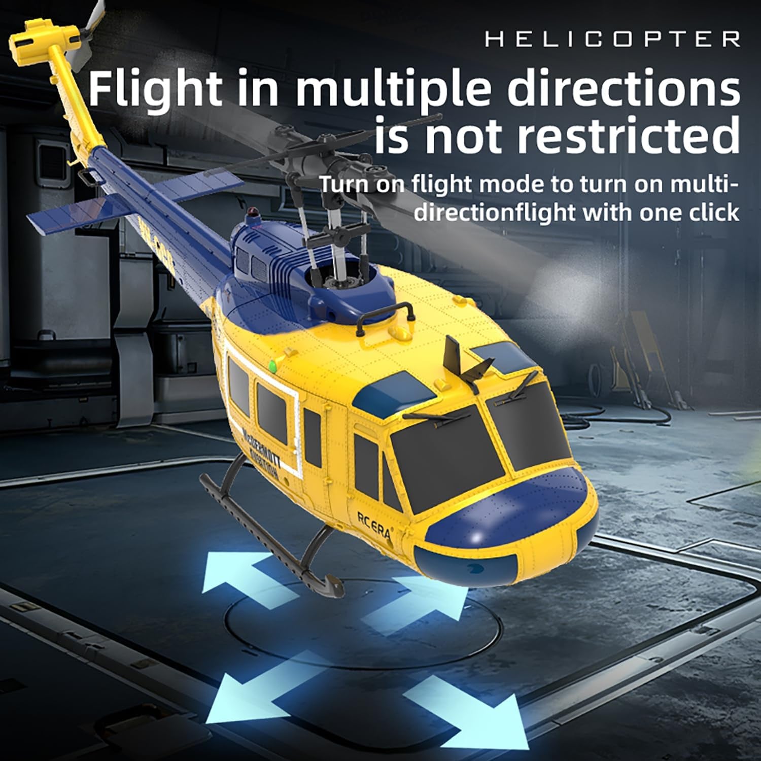 315MM UH-1 Remote Control Helicopter Aircraft for Adults Expert 6CH C032 RC Heli Maintain Altitude Brushless Motor/Optical Flow Positioning/Fly Upside down 3D Rolling (RTF Yellow 2Battery)