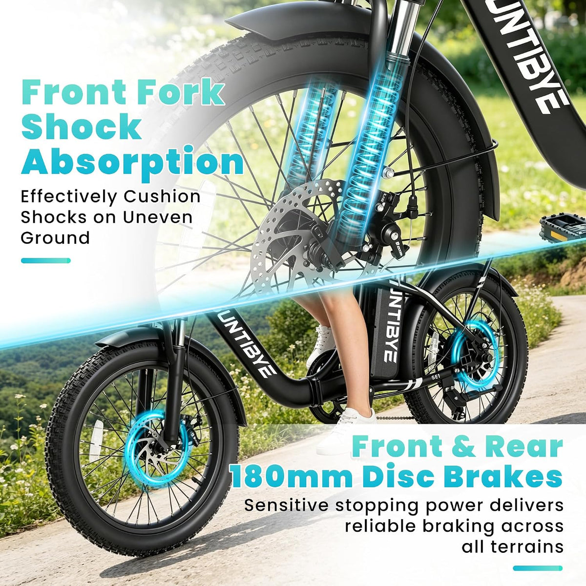 SUNTUBYE SE1 Foldable Electric Bike for Adults, 1500W Peak Motor, 48V 15Ah Battery, 20"X3" Fat Tire, 28Mph 55Miles Folding E Bike Suitable for Commuter