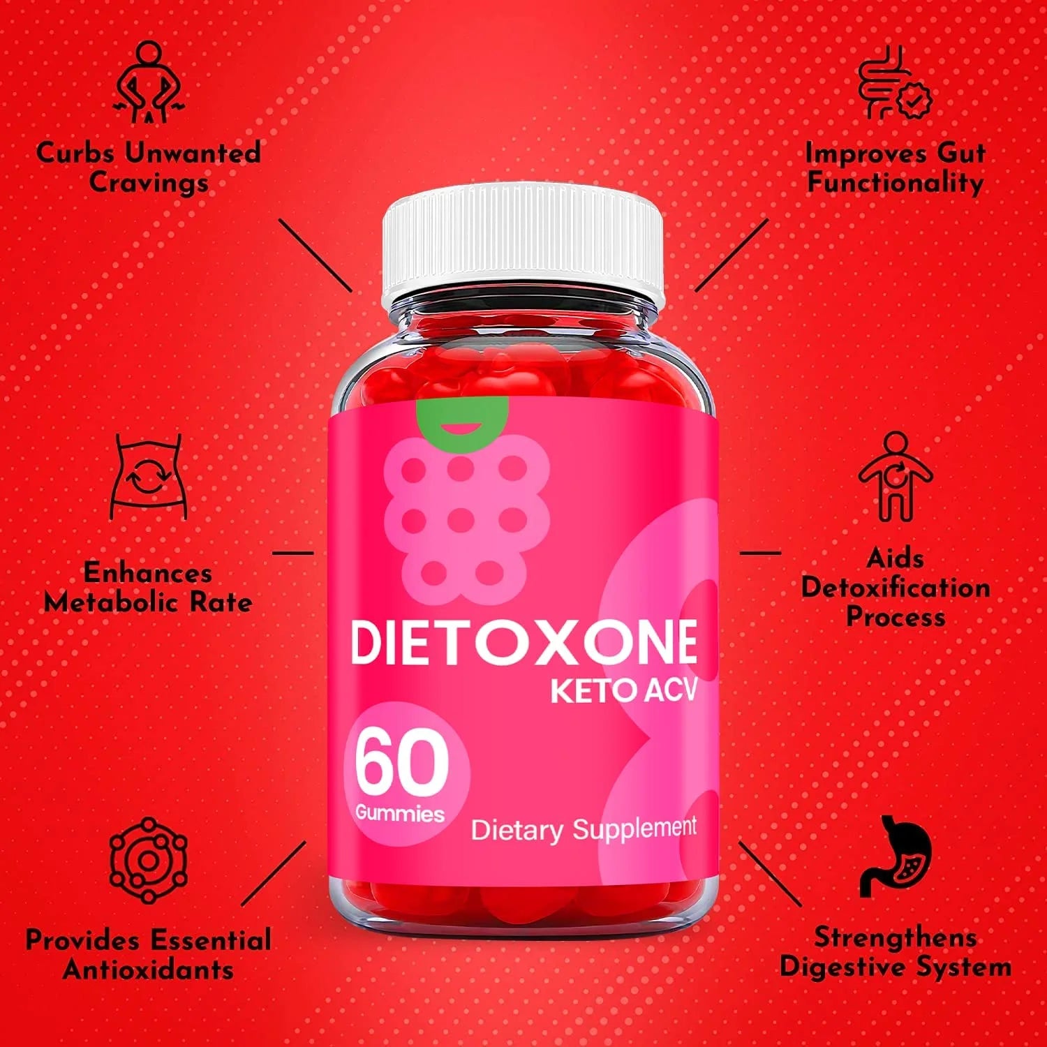 (2 Pack) Dietoxone Keto ACV Gummies - Supplement for Weight Loss - Energy & Focus Boosting Dietary Supplements for Weight Management & Metabolism - Fat Burn - 120 Gummies