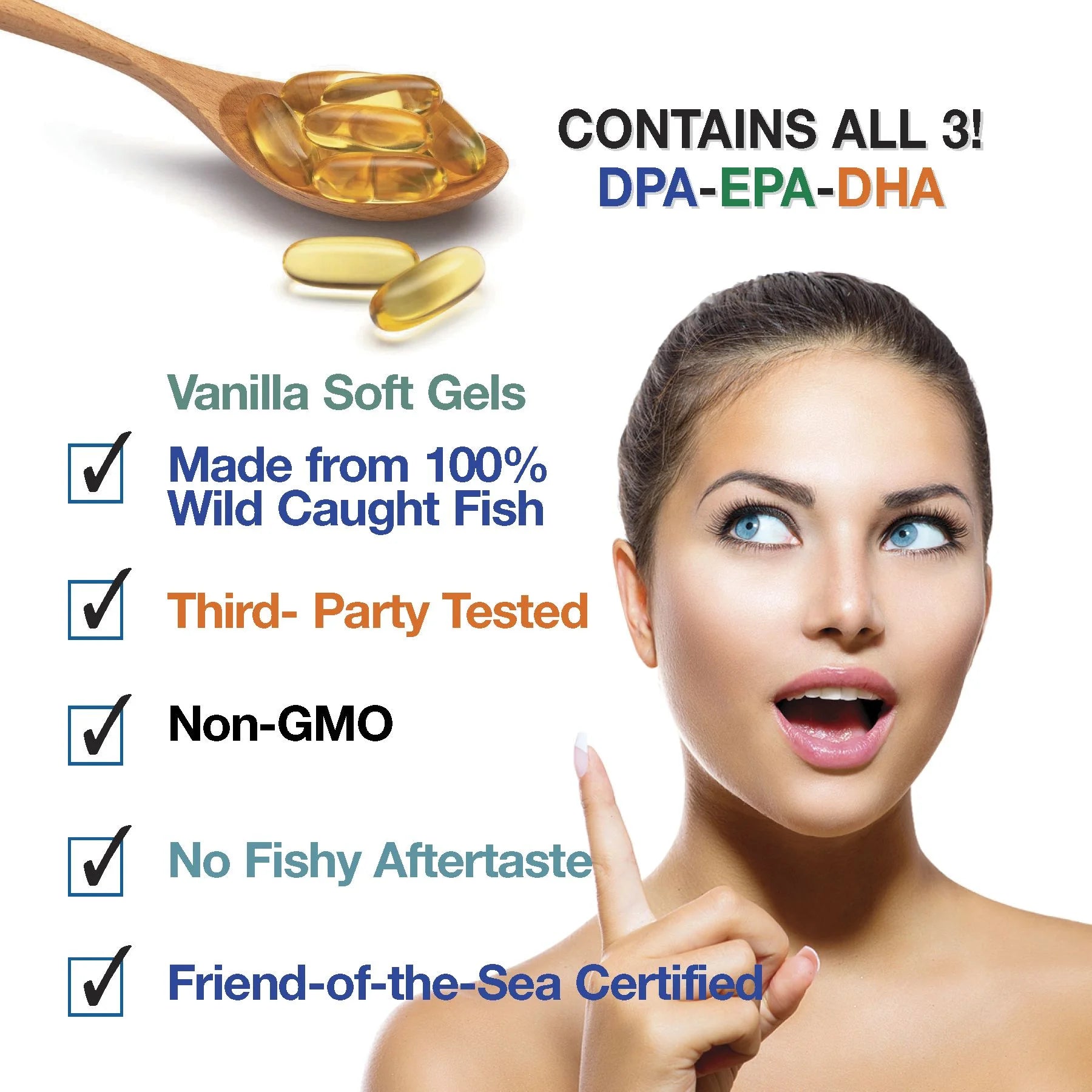 (Pack of 3) Natural Antarctic Wild Caught Omega 3 Fish Oil DPA-EPA-DHA Supplement