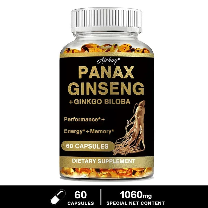 Panax Ginseng + Ginkgo Biloba - Improves Memory and Mental Performance,Immune Support, Maintain Overall Health