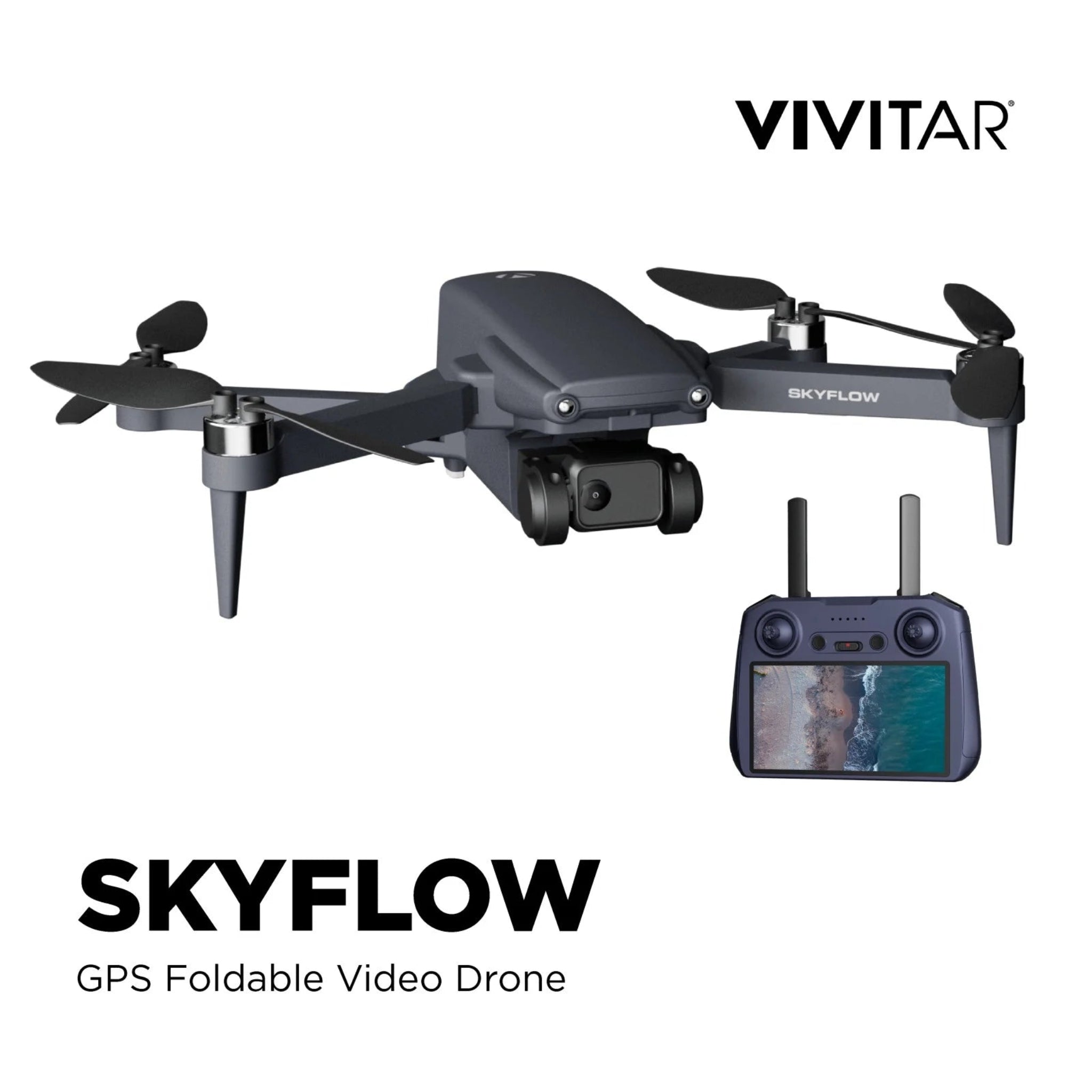 Skyflow GPS Foldable 4K UHD Aerial Drone for Adults with Live Video Feed & 5" Touchscreen Remote