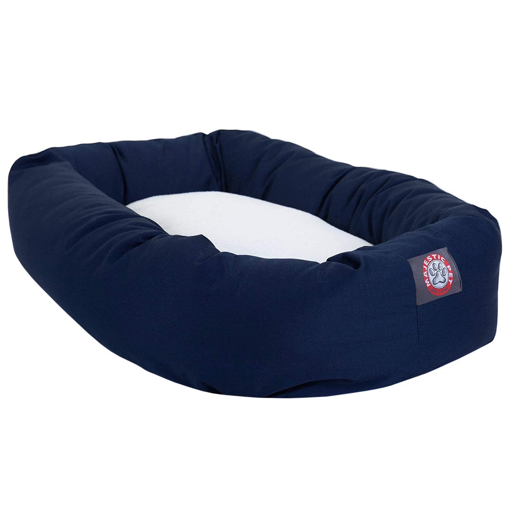Sherpa Poly/Cotton Bagel Pet Bed for Dogs, Calming Dog Bed Washable, Medium, Blue
