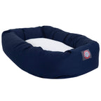 Sherpa Poly/Cotton Bagel Pet Bed for Dogs, Calming Dog Bed Washable, Medium, Blue