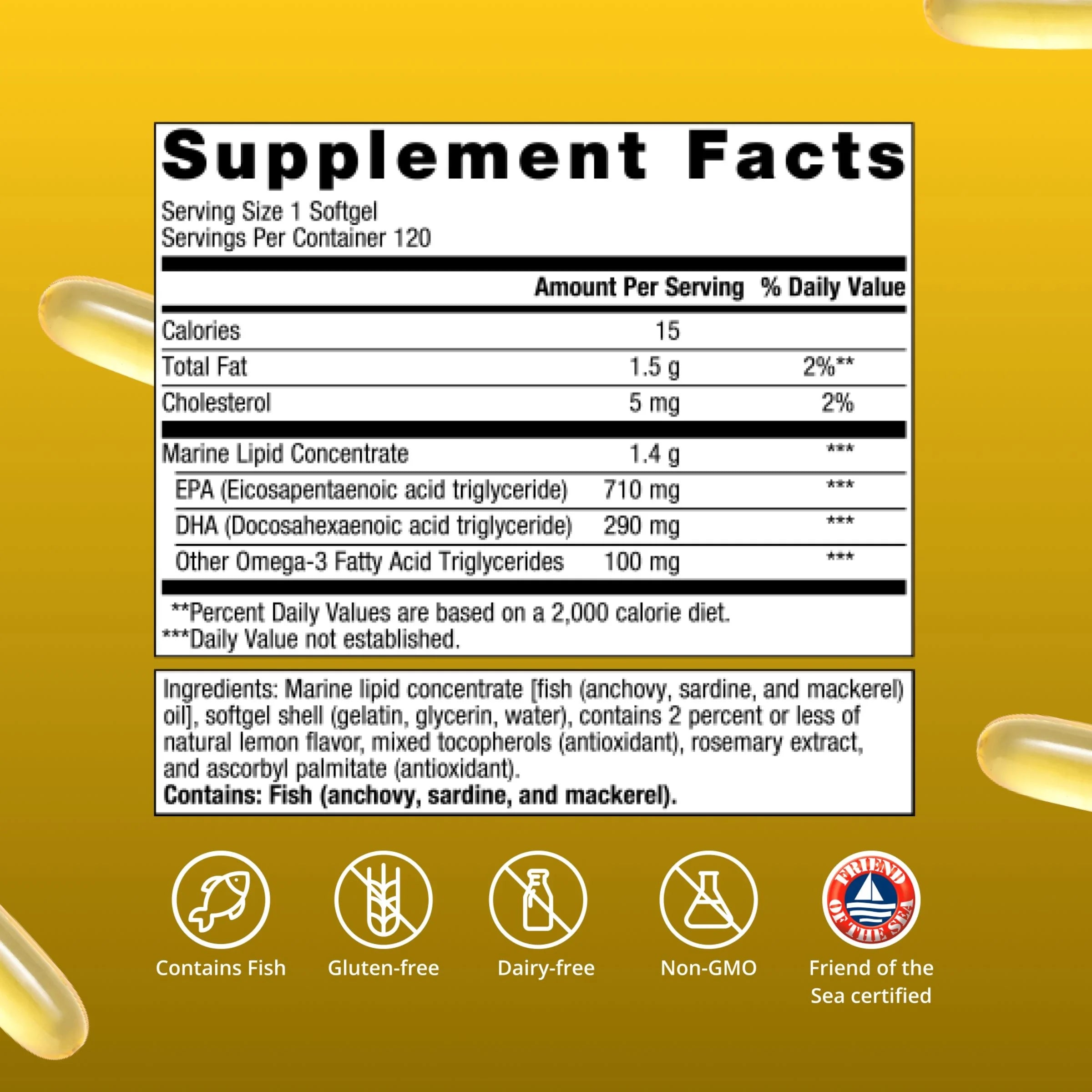 Omegagenics Fish Oil EPA-DHA 1000 Mg - High Potency - Omega-3 Fish Oil Supplement - for Heart Health, Musculoskeletal Health & Immune System Health* - with DHA & EPA - 120 Softgels