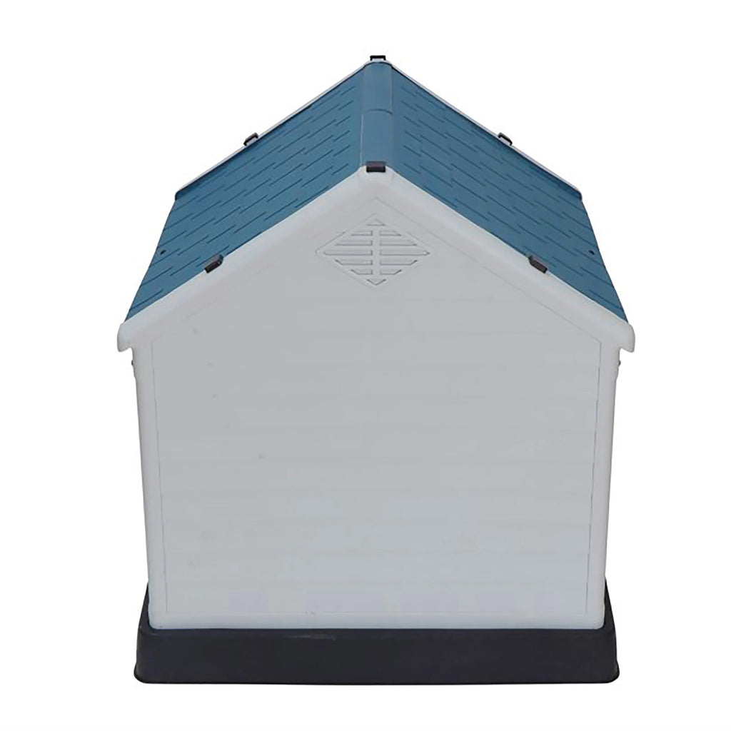 Plastic Indoor Outdoor Dog House Medium Pet Doghouse White, Blue Roof