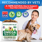 Omega 3 for Dogs - 180 Fish Oil Treats for Dog Shedding, Skin Allergy, Itch Relief, Hot Spots Treatment - Joint Health - Skin and Coat Supplement - EPA & DHA Fatty Acids - Salmon Oil