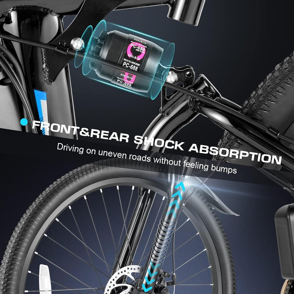 Electric Bike for Adults, 1000W Peak Folding Electric Mountain Bike 26'' Commuter Ebike 19.8 MPH Foldable Ebike Adult Electric Bicycles with Battery, Dual Shock Absorber, SGS Certified to UL2849