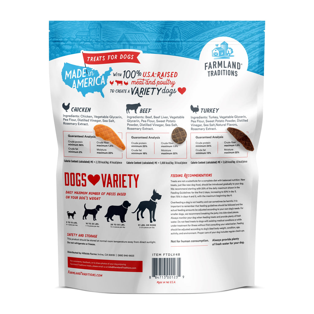 Dogs Love Jerky Dog Treats, Premium Dog Jerky Variety Pack with Chicken, Beef & Turkey, 3 Pound Bag