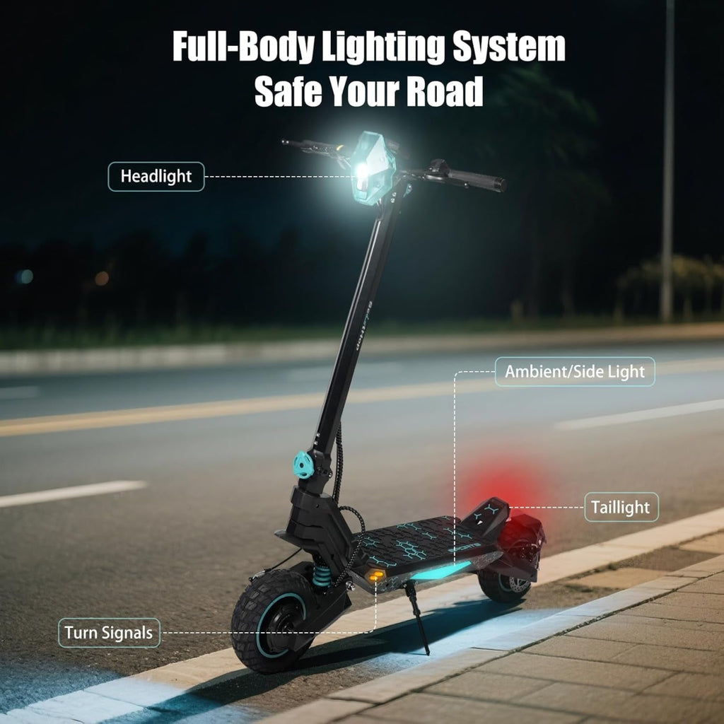 Off Road Electric Scooter for Adults, E Scooter with Dual 1000W Motors, Foldable Scooters, 10" Tires, up to 35 MPH Top Speed, 31-35 Miles Range, Dual Brake & Dual Suspension