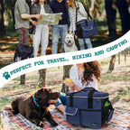 Dog Travel Bag, Travel Pet Bag Organizer, Dog Food Travel Bag with Food Container and Bowls, Dog Travel Supplies Gift Accessories for Weekend Camping, Dog Cat Diaper Bag (Navy, Large)