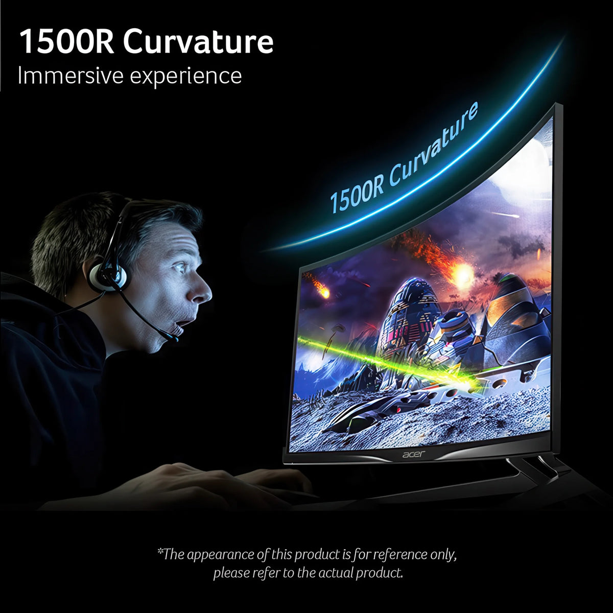 Nitro ED0 Series Gaming Monitor 27" 1920 X 1080) Curved Full HD Widescreen with AMD Freesync Technology, 180Hz ED270R S3Biip