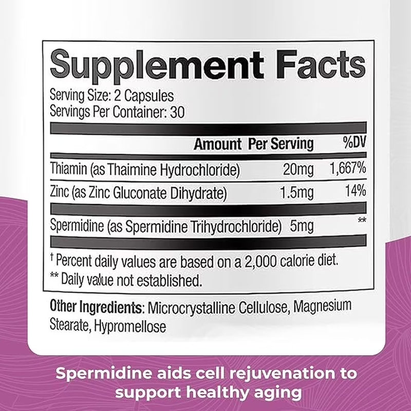 NUTRITION Spermidine 5Mg, 60 Count, 30 Servings