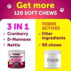 Dog UTI Treatment 240 Chews 2-Pack Cranberry Bladder & Kidney Support