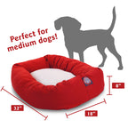 Sherpa Poly/Cotton Bagel Pet Bed for Dogs, Calming Dog Bed Washable, Medium, Red