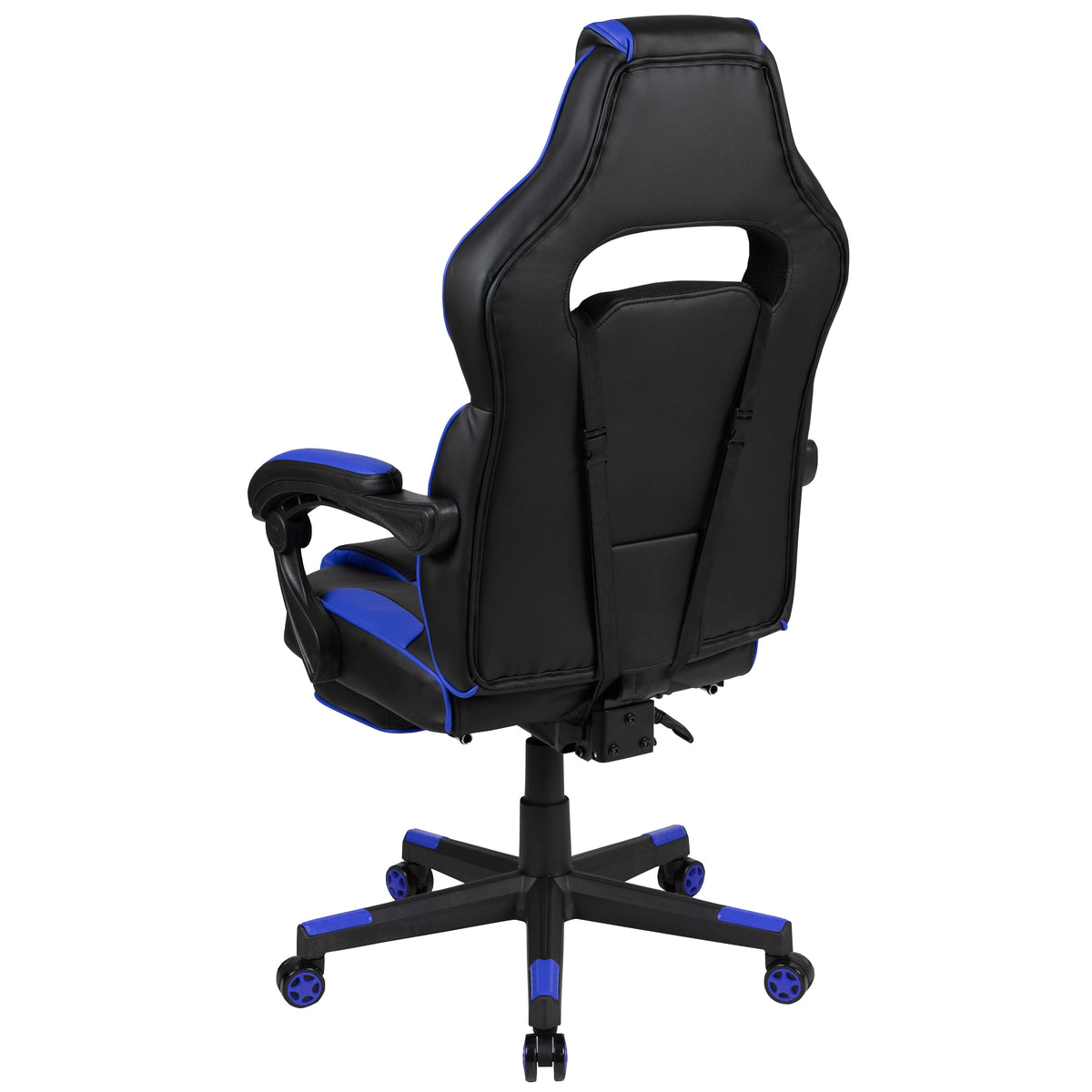 Black/Blue Ergonomic Gaming Chair -Recline Back/Arms, Footrest, Massaging Lumbar