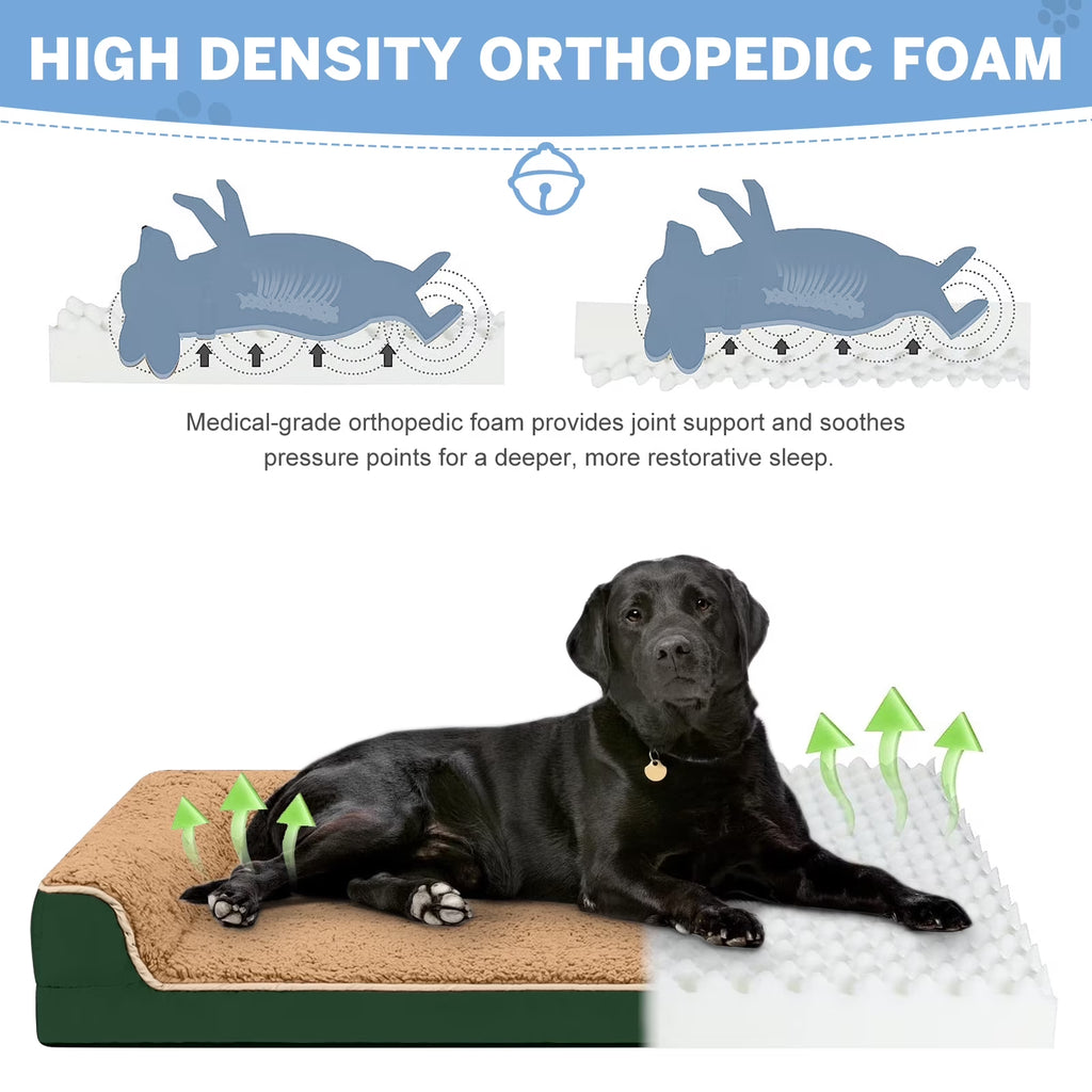 Dog Bed for Large Medium Small Dogs Orthopedic Dog Sofa Bed Non Slip Pet Couch with Removable Washable Cover Supportive Egg Crate Foam S to XL