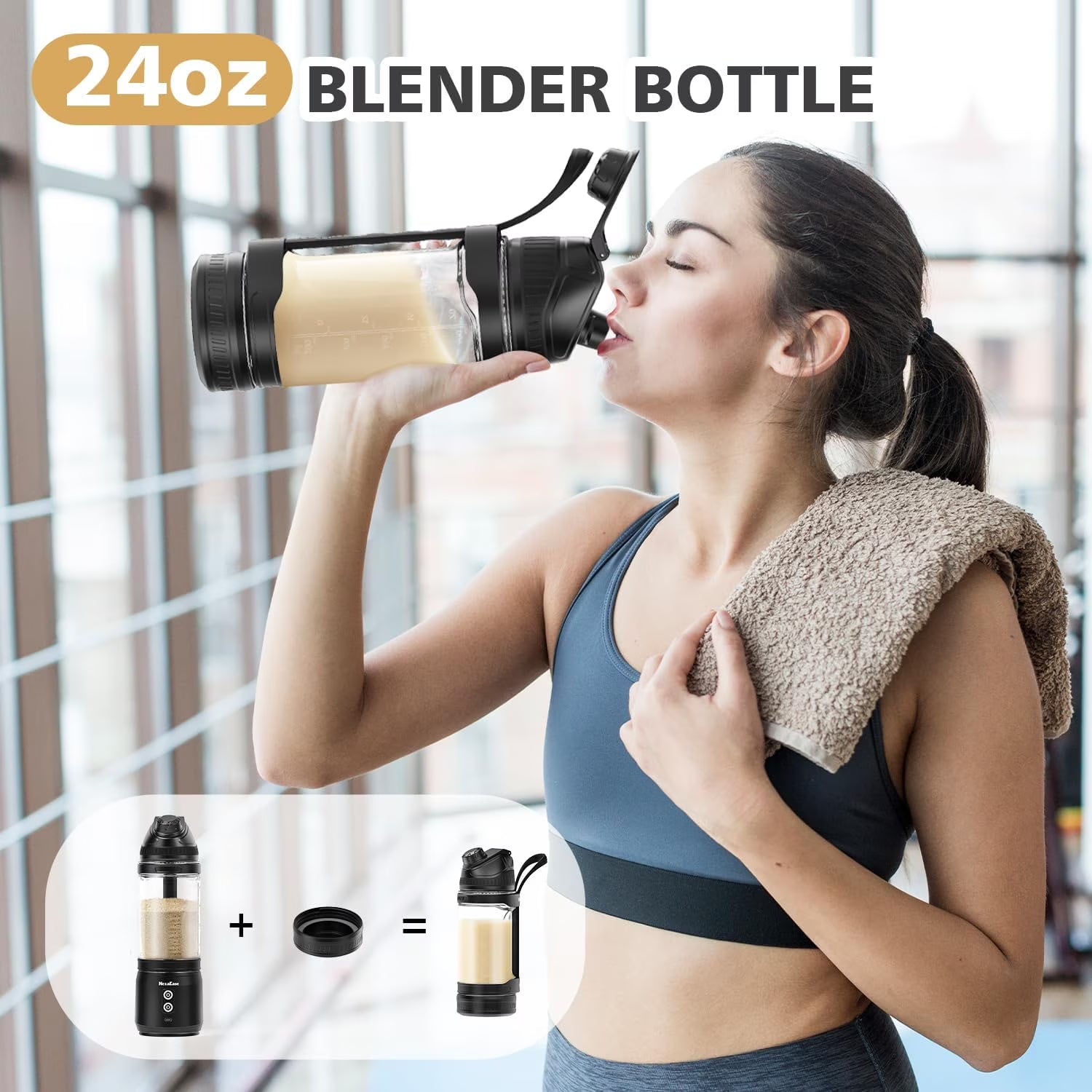 Portable Blender with Insulated Carrying Case & Recipe Book for Shakes and Smoothies, 20 OZ Personal Juicer Electric Protein Shaker Bottle, Mini Small Blender Cup with USB-C Rechargeable, Travel Lid