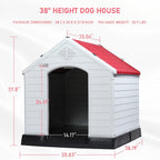 Durable Waterproof Plastic Dog House for Small to Large Sized Dogs, Indoor Outdoor Doghouse with Elevated Floor