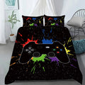 Bedding Set 3 Pieces Black Gamepad Duvet Sets, Queen