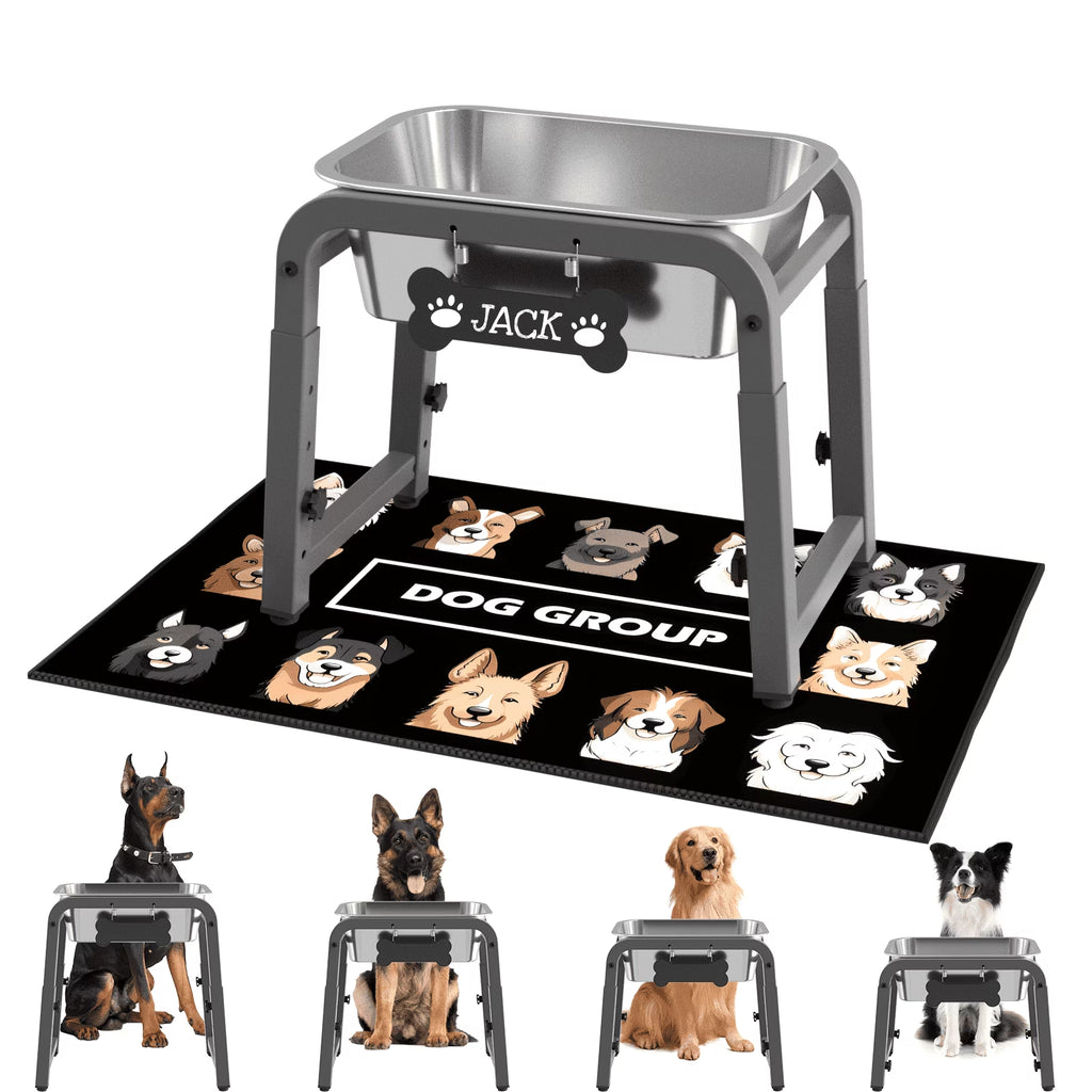 1.2 Gallon Elevated Dog Water Bowls for Large Dogs, 4 Adjustable Heights, Raised Dog Water Stand with Mat