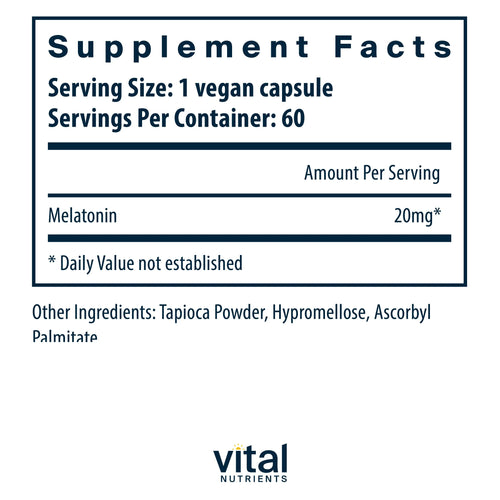 - Melatonin (Melatonina) - Sleeping Aid - Supports the Body'S Natural Sleep Cycle - 60 Capsules per Bottle - 20Mg