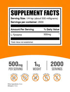 Bulksupplements L-Tyrosine Powder - Tyrosine Supplement, Amino Acid Supplement - Unflavored, 1Kg (35.27 Oz)