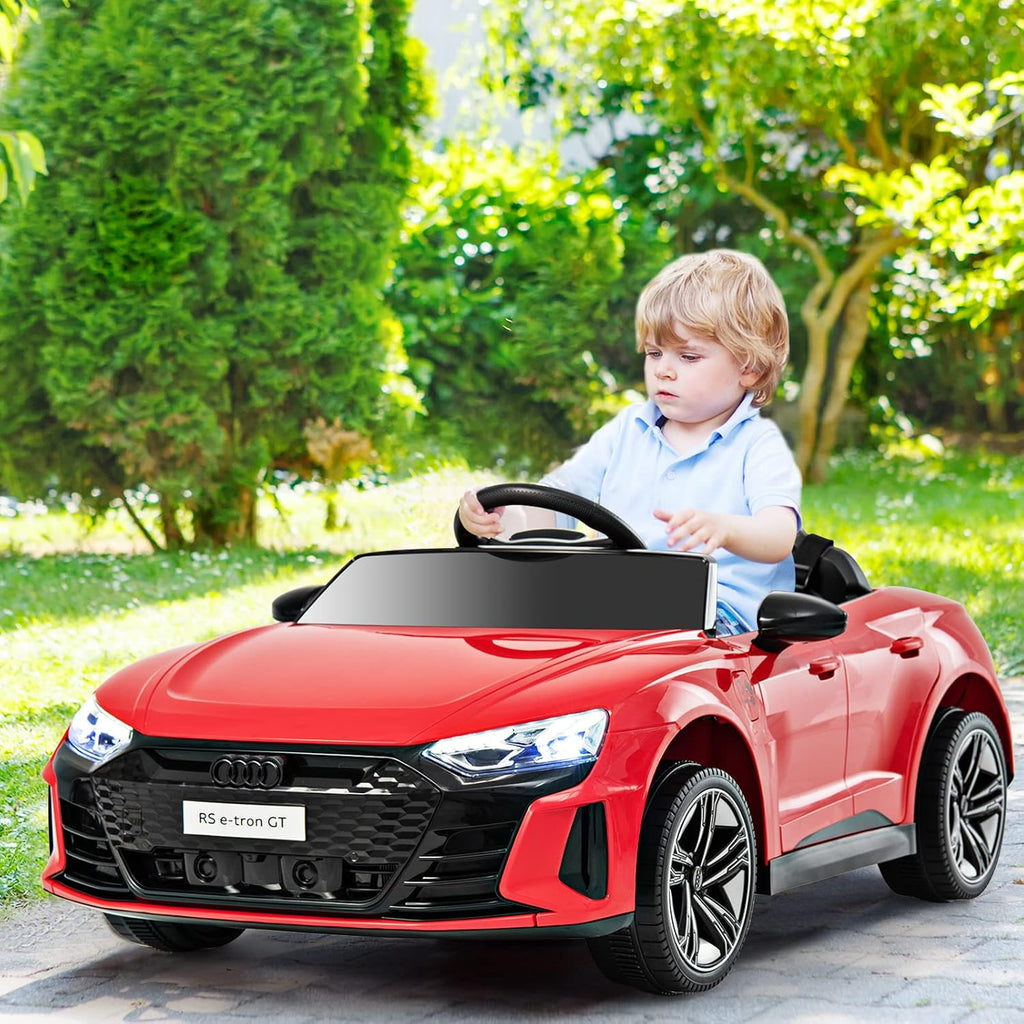 Kids Ride on Car, Licensed Audi RS E-Tron GT 12V Electric Vehicle with Remote Control, Battery Powered Toddlers Toy with Spring Suspension, Headlights, Music, MP3, USB, TF (Red)
