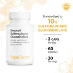 Broccoli Sulforaphane Glucosinolate 600Mg per Day (High Strength) - 10% SGS with Myrosinase - Broccoli Supplement | Non-Gmo & Gluten Free - 60 Vegetarian Capsules