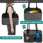 Dog Purse Carrier for Small Dogs, Airline Approved Soft Sided Pet Carrier Pockets, Ventilated Dog Carrying Bag Puppy Cat, Dog Travel Supplies Accessories Carry Tote, Sherpa Bed, Polka Dot Black