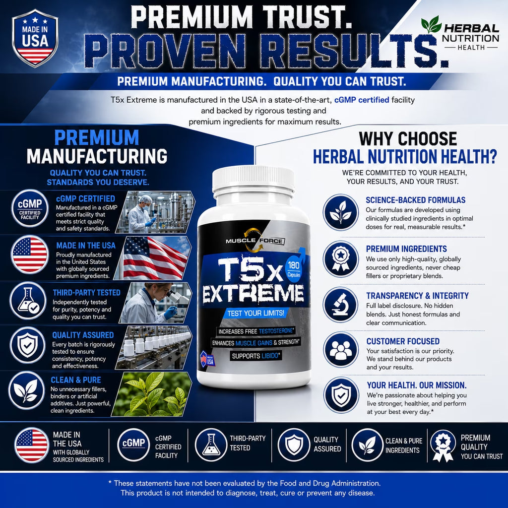 Two Pack - T5X Extreme Testosterone Booster for Men Sexual Potency Increase Testosterone 30% 360 Capsules