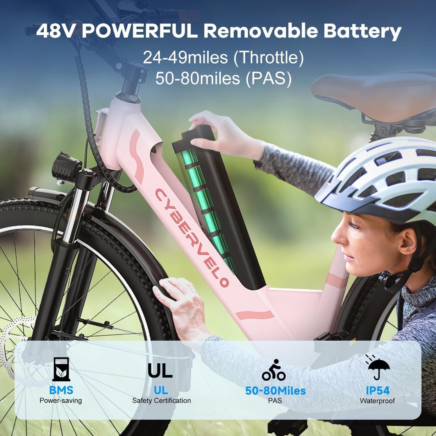 26" Electric Bike for Adult,1000W Peak, up 80 Miles Removable Battery Ebike,Adult Electric Bicycles for All Terrain,Men Women Ebike, 7-Speed