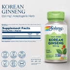 Korean Ginseng 550 Mg - Ginseng Root - Stress, Physical Endurance and Energy Supplements - Non-Gmo, Vegan, Lab Verified - 100 Servings, 100 Vegcaps