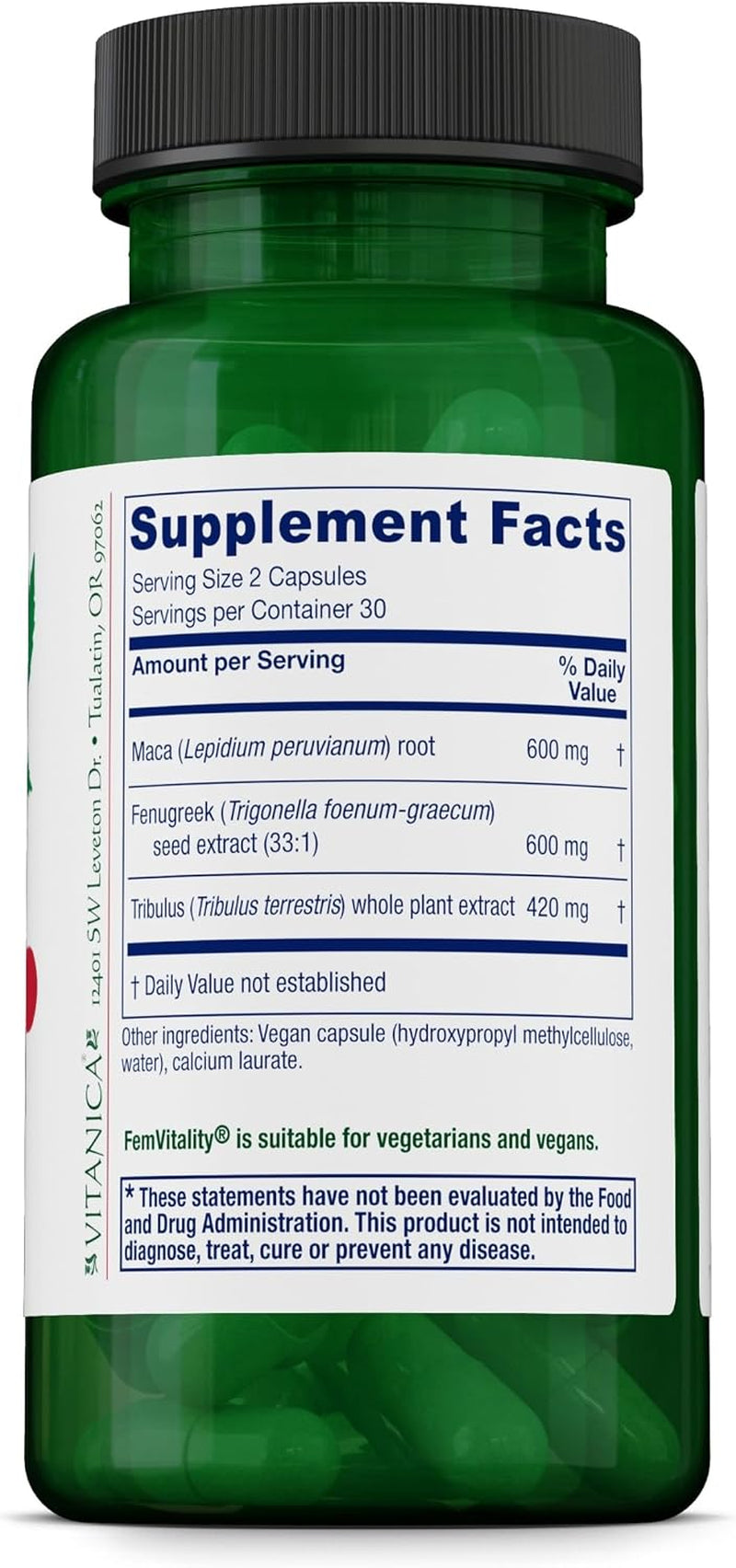 Femvitality Libido Supplement for Women, Natural Female Libido Booster for Women, Increases Intimate Drive, Desire and Stamina, Helps Vaginal Dryness, Vegan 60 Capsules